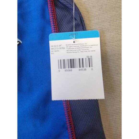 Toddler Boys OshKosh Bgosh Deep Sea Shark Diver Swim Shirt 24MO Blue Polyester - Picture 3 of 6